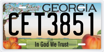 GA license plate CET3851