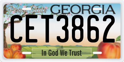 GA license plate CET3862
