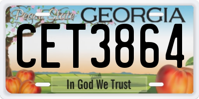 GA license plate CET3864