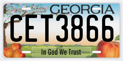 GA license plate CET3866