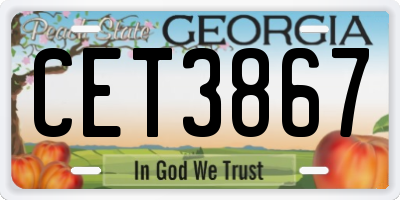 GA license plate CET3867