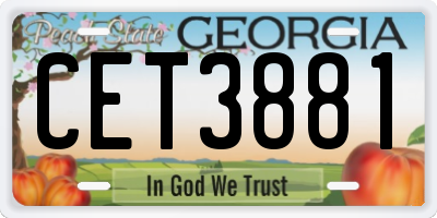 GA license plate CET3881