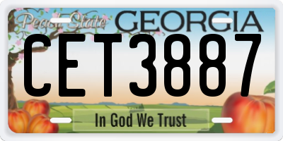 GA license plate CET3887