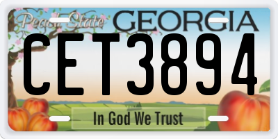 GA license plate CET3894