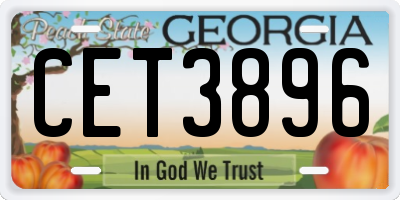 GA license plate CET3896