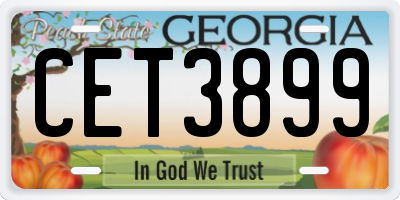 GA license plate CET3899