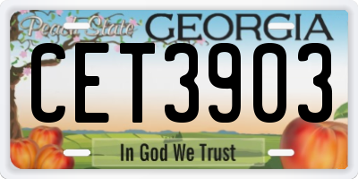 GA license plate CET3903