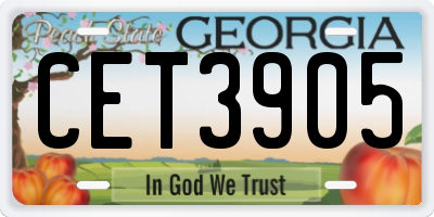 GA license plate CET3905