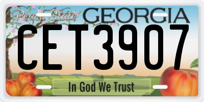 GA license plate CET3907