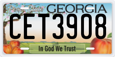 GA license plate CET3908