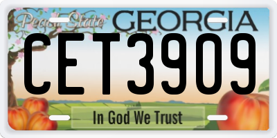 GA license plate CET3909