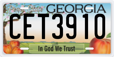 GA license plate CET3910