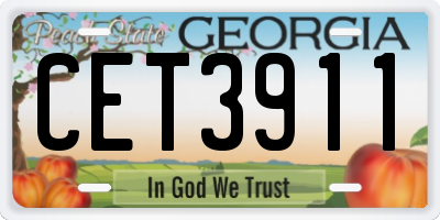 GA license plate CET3911