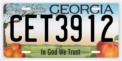 GA license plate CET3912