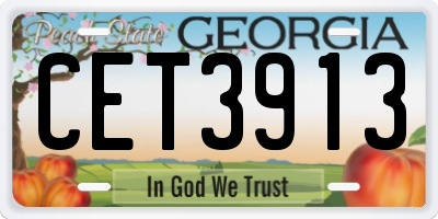 GA license plate CET3913