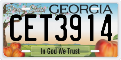 GA license plate CET3914