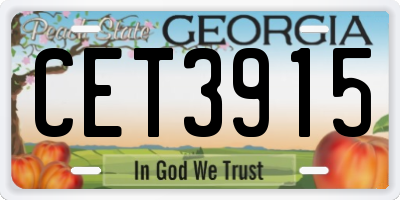 GA license plate CET3915