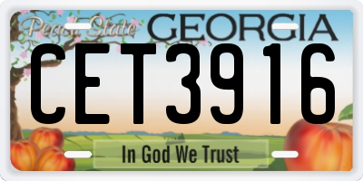 GA license plate CET3916