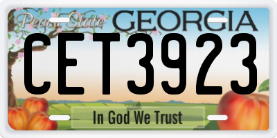 GA license plate CET3923