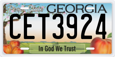 GA license plate CET3924