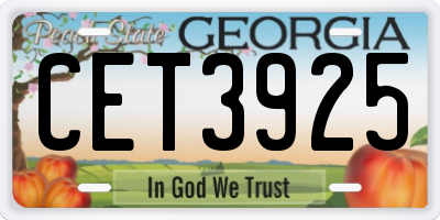 GA license plate CET3925