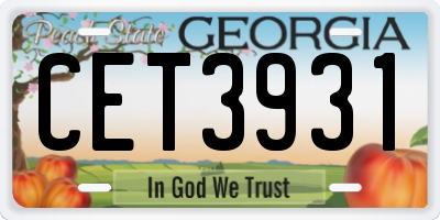 GA license plate CET3931
