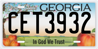 GA license plate CET3932