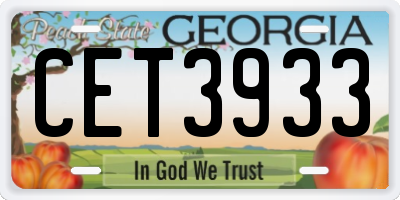 GA license plate CET3933