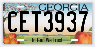GA license plate CET3937