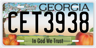 GA license plate CET3938