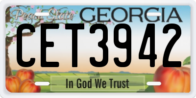 GA license plate CET3942