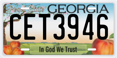 GA license plate CET3946