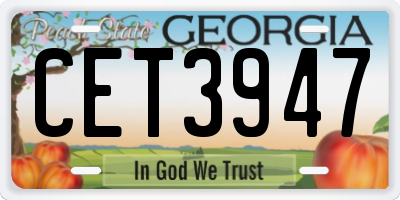 GA license plate CET3947