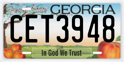 GA license plate CET3948