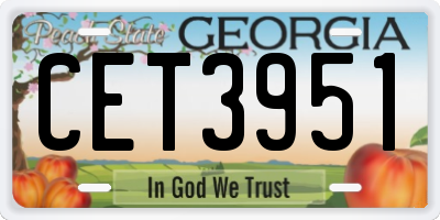 GA license plate CET3951
