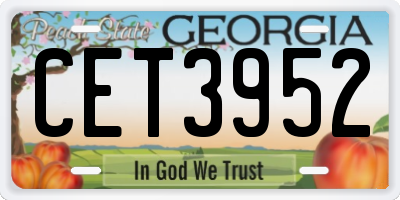 GA license plate CET3952