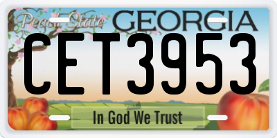 GA license plate CET3953