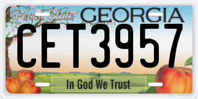 GA license plate CET3957