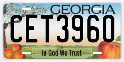 GA license plate CET3960