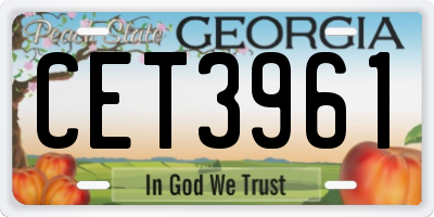 GA license plate CET3961