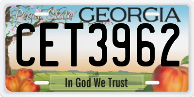 GA license plate CET3962
