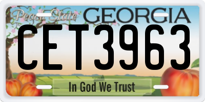 GA license plate CET3963
