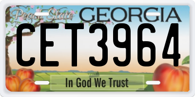 GA license plate CET3964