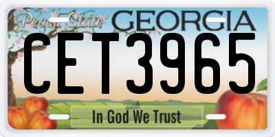GA license plate CET3965
