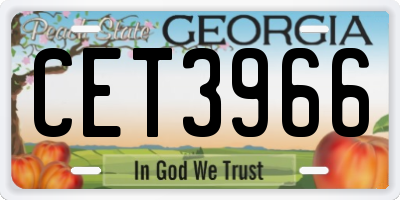 GA license plate CET3966