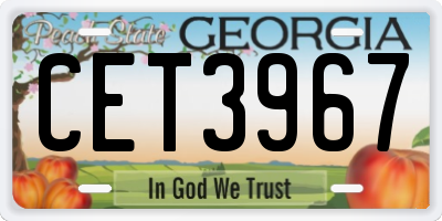 GA license plate CET3967