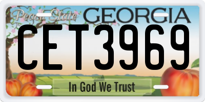 GA license plate CET3969