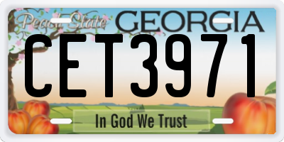 GA license plate CET3971