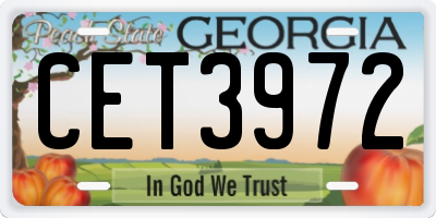 GA license plate CET3972