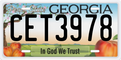 GA license plate CET3978